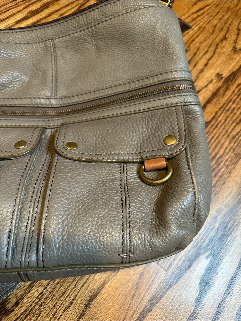Fossil Gray Crossbody Bag with Tan Accents - Picture 7 of 10
